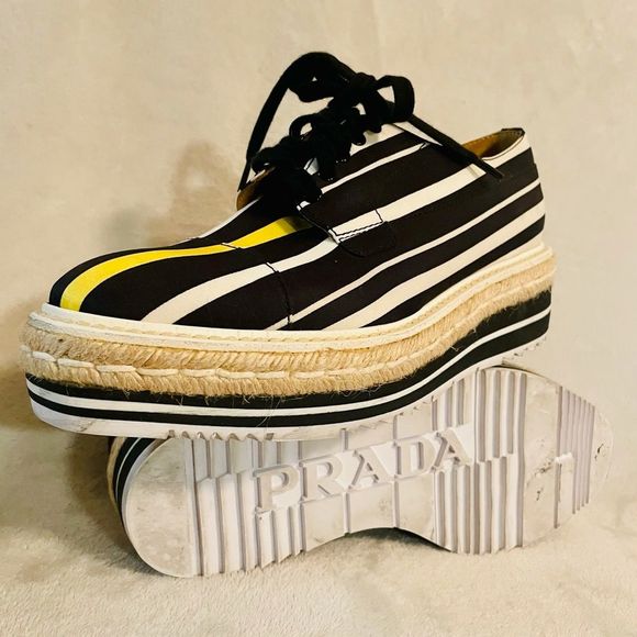 Authentic Prada Striped Platform Creepers - Picture 13 of 16